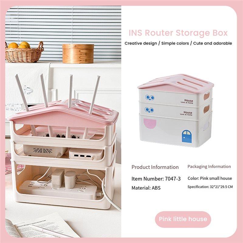 A25F-Wifi Router Box Storage Organizer TV Cabinet Top Box Concer Desktop Cable Management Home Decoration B
