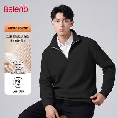 Baleno Men's Waffle Knit Long Sleeve Polo Sweatshirt