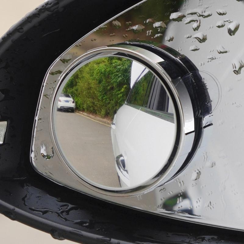 2pcs Suction Cup Type Blind Spots Mirrors 2inch Round Glass Convex Mirror Side Rear View Mirror for Car SUV Automotive