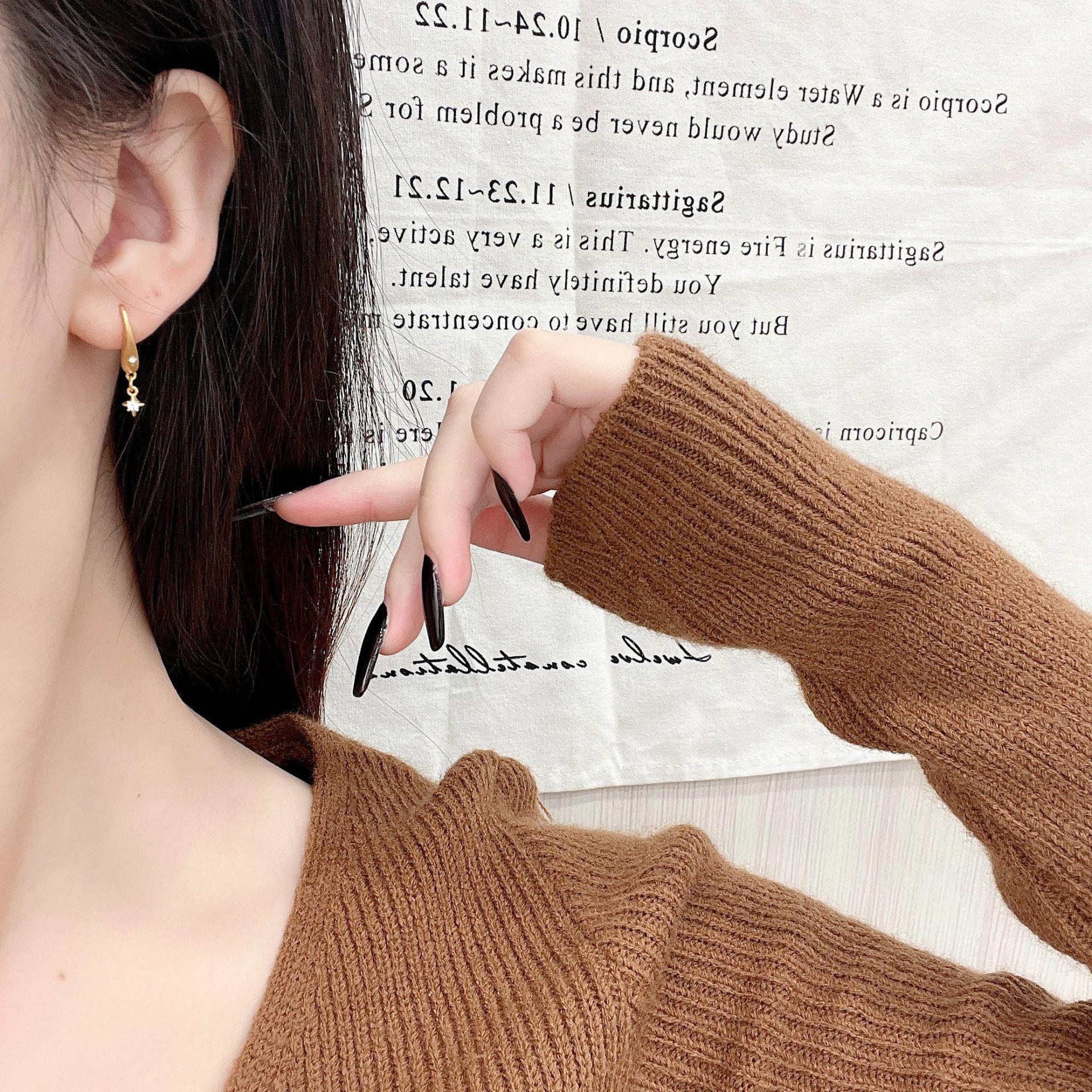 

Brushed Texture Cross Star Earrings - Niche Simple Design, High-End Cold Style E0950 золотой