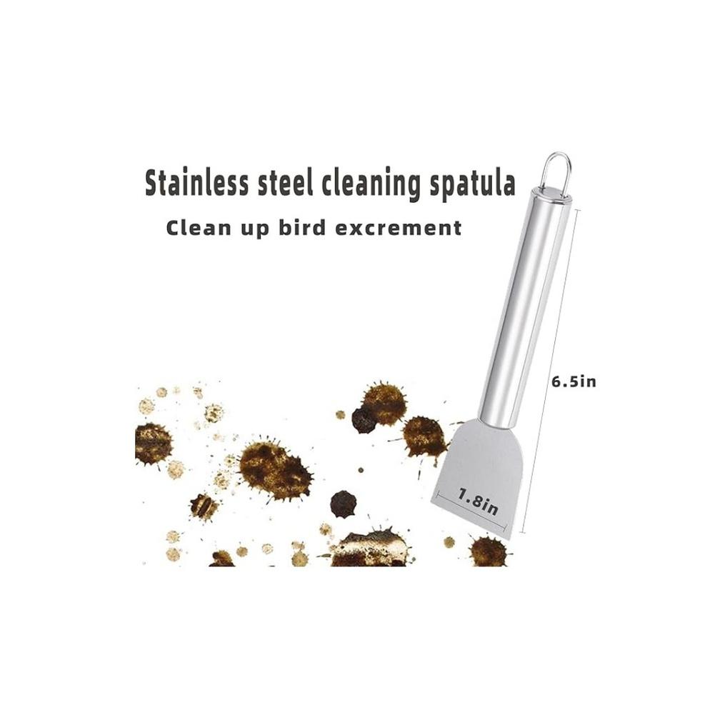 Stainless Steel Cage Cleaning Brush for Parakeets and Long Tail Parrots Featuring Fork and Spatula for Thorough Cage Maintenance