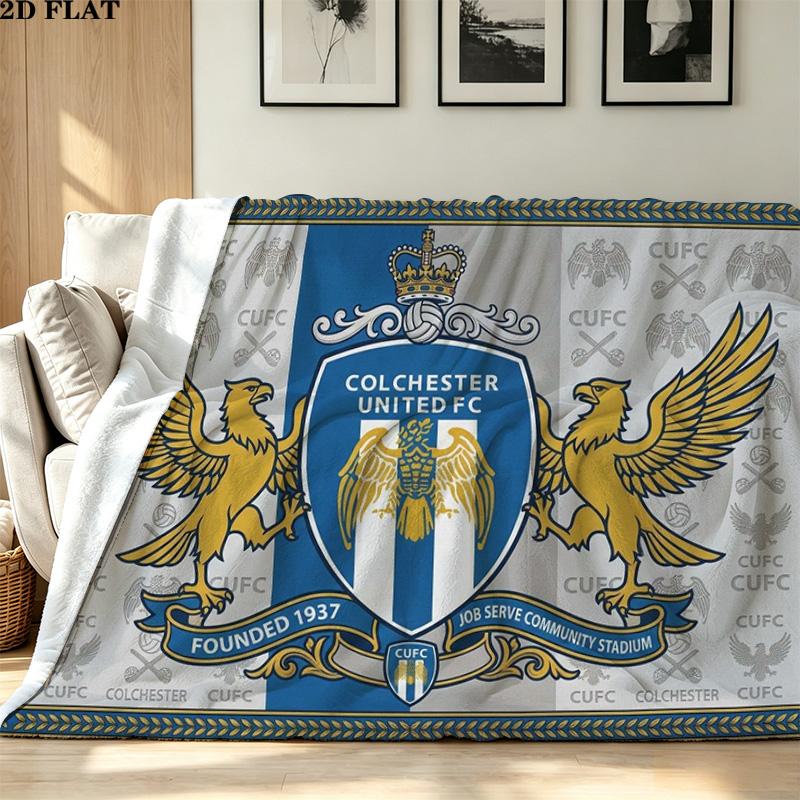 Colchester Utd FC Print Flannel Blanket High Quality Warm Comfortable Cover for All Seasons Perfect for Gifts Home Decor