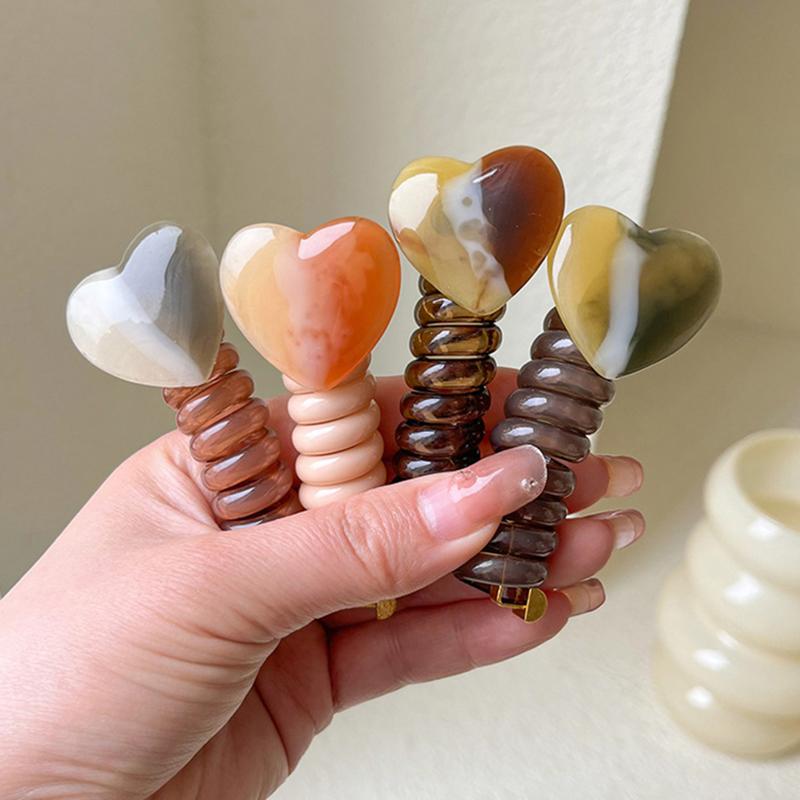 1pc Women Heart Shape Ponytail Elastic Hair Bands Rubber Hair Ties Bundle Scrunchies Telephone Wire Hair Accessories