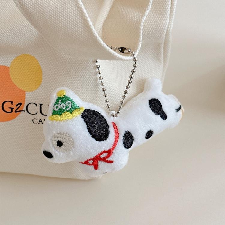 Cartoon Langer Plüschhund Schlüsselanhänger Einzigartiges Musterdesign Ergonomischer Stofftier-Anhänger zur Befestigung an Multi-Geräten