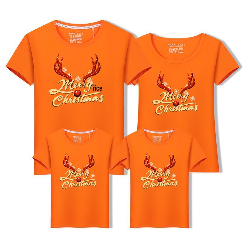 2024 Family Matching Christmas T-Shirts: Parent-Child Short Sleeve Outfits for Families of Three or Four