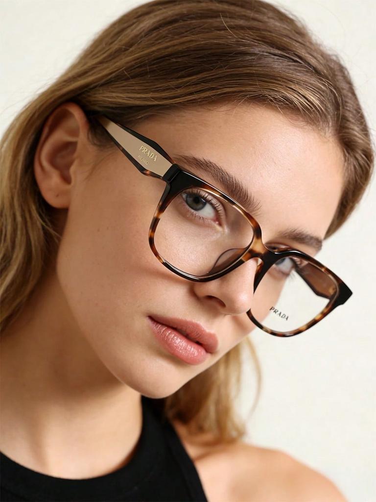 Prada VPR17Z Tortoise Square Eyeglasses, Luxury Designer Optical Frames