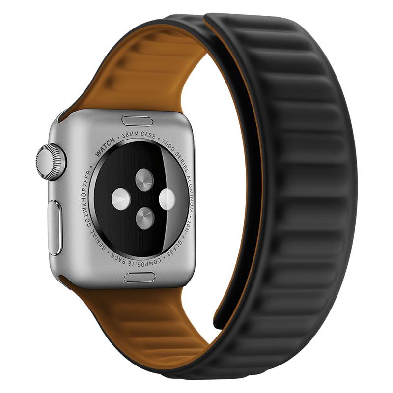 Silicone Link strap for Apple watch band 44mm 40mm 45mm 41mm 46mm 49mm Magnetic Loop bracelet iwatch series SE 7 8 9 ultra 2 10