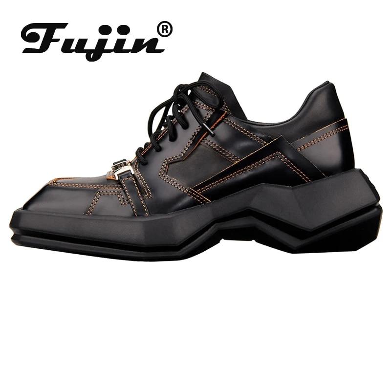 

Fujin/женские кроссовки из микрофибры в стиле панк, 5 см, швейные, Мэри Джейн, Лолита, британские удобные кроссовки на платформе с квадратным носком, повседневная обувь 34 чёрный