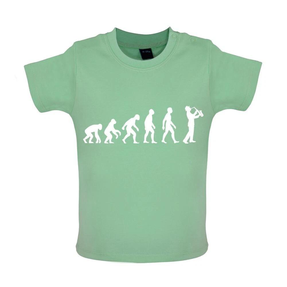 Evolution of Man Saxophone Player - Kids Boy  Girl T-Shirt Tee Top - Saxophonist Sax 110
