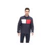 Quilted Stand Collar Comfortable Warm Long Sleeve Ribbed Down Jacket Men Outerwear Navy-Blue Color-Block 155AN231-NF1