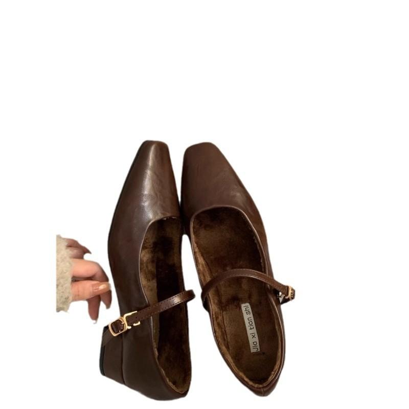 Retro Temperament Women's Shallow Mouth Single Shoes Women's 2025 New Spring and Autumn French Late Evening Wind Thick Heel Mary Jane Single Shoes