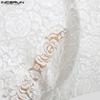 INCERUN Summer Men Sleeveless Lace See Through Mesh Sheer Loose Tank Tops
