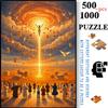 500pcs-1000pcs, Handmade Jigsaw Puzzle, Paper Jigsaw Puzzle, Jigsaw Puzzle, White Card Material, (Ascension Scene, Golden Light, Angels in The Clouds,