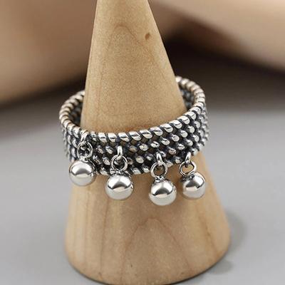 Vintage Punk Rings New Trendy Creative Beads Pendant Tassel Geometric Party Jewelry Gifts for Women