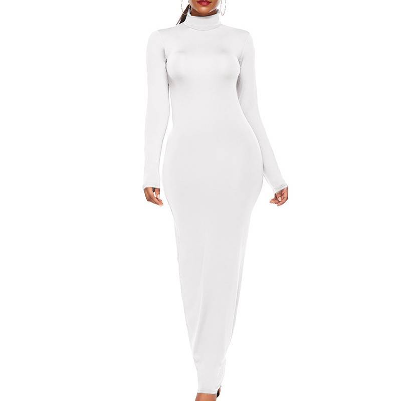 Long Sleeve Stretch Polyester Elegant Bodycon Dress For Office Women
