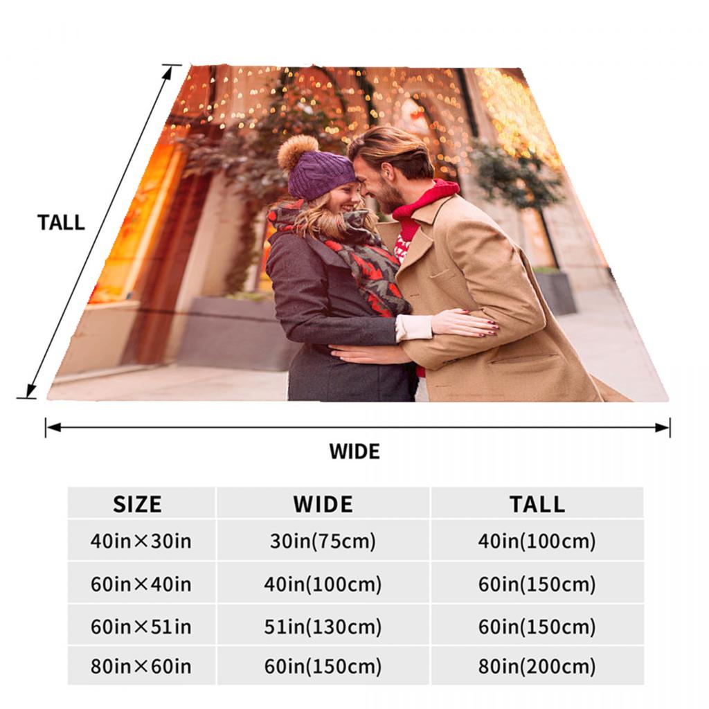 1pc Custom Blanket Your Photo Family Picture Printed Cozy Flannel Blanket Living Room Bedroom Decor Customized for Birthday Gift