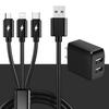 Apple Huawei Android 3 In 1 Fast Charging Cable With 2a Charger And Dual Usb Ports For Home Office Use