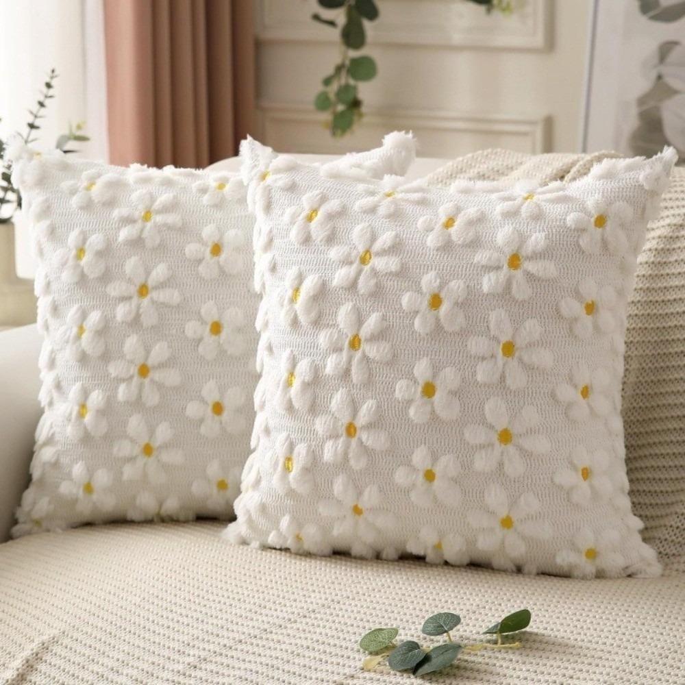 

Soft Plush Faux Fur Pillow Covers 18 x 18 Inch Plush Pillow Cases Home Sofa Decor 30x50cm-A-White