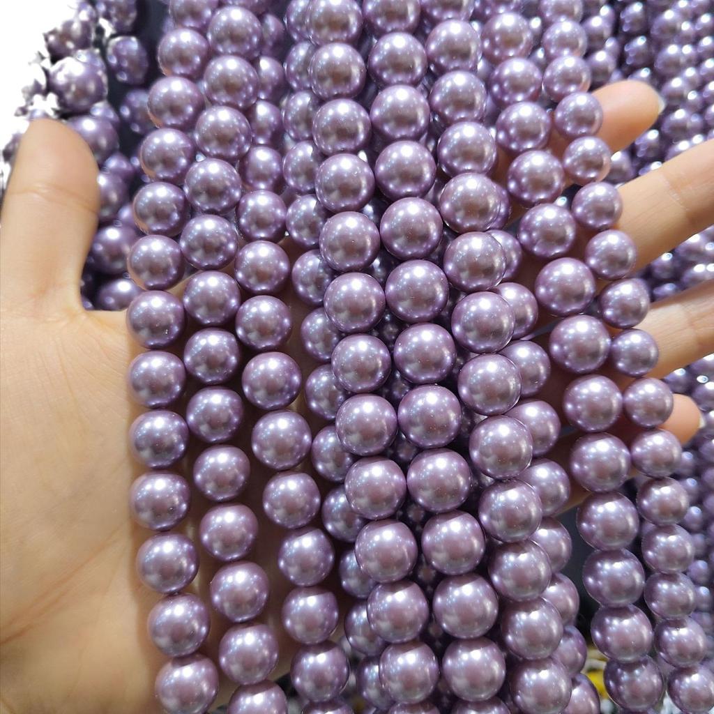 Deep Purple Shell Pearl and Crystal Beaded Necklace DIY Kit