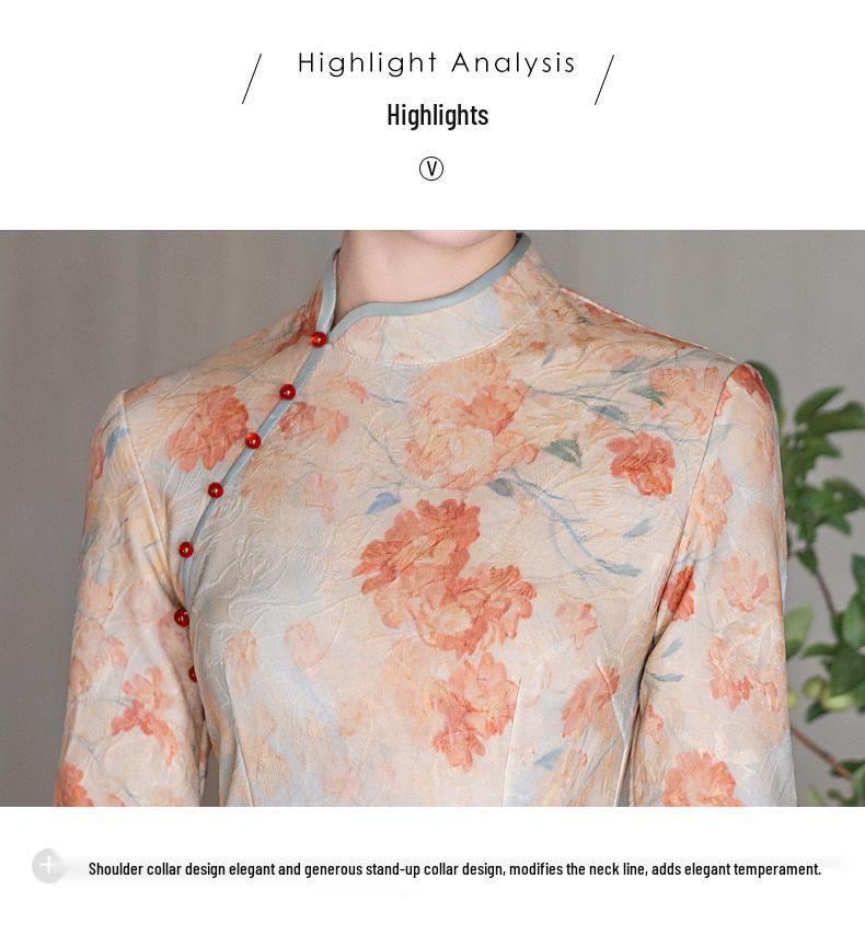 2025 Stylish Long Sleeve Cheongsam for Girls – Modern Chinese Dress for Autumn/Winter