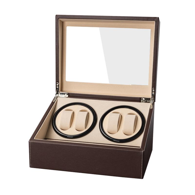 

Automatic Rotator Watch Winder Motor Silent Movement Winder Watch Boxes Men Mechanical Watches Display Organizer Accessories EU Plug коричневий