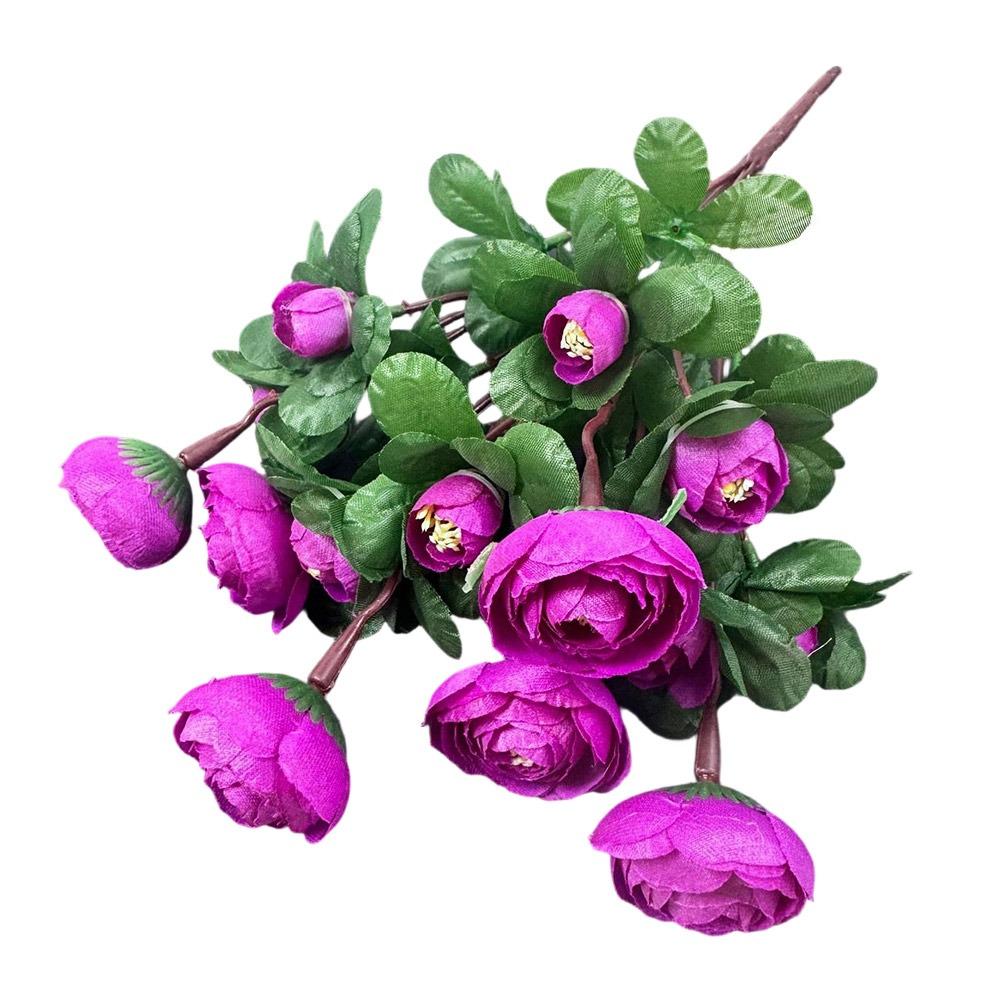 Multicolor Small Camellia Artifical Flower Silk Petals Floral Arrangement Decorative Flower Green Leaves Photo Props