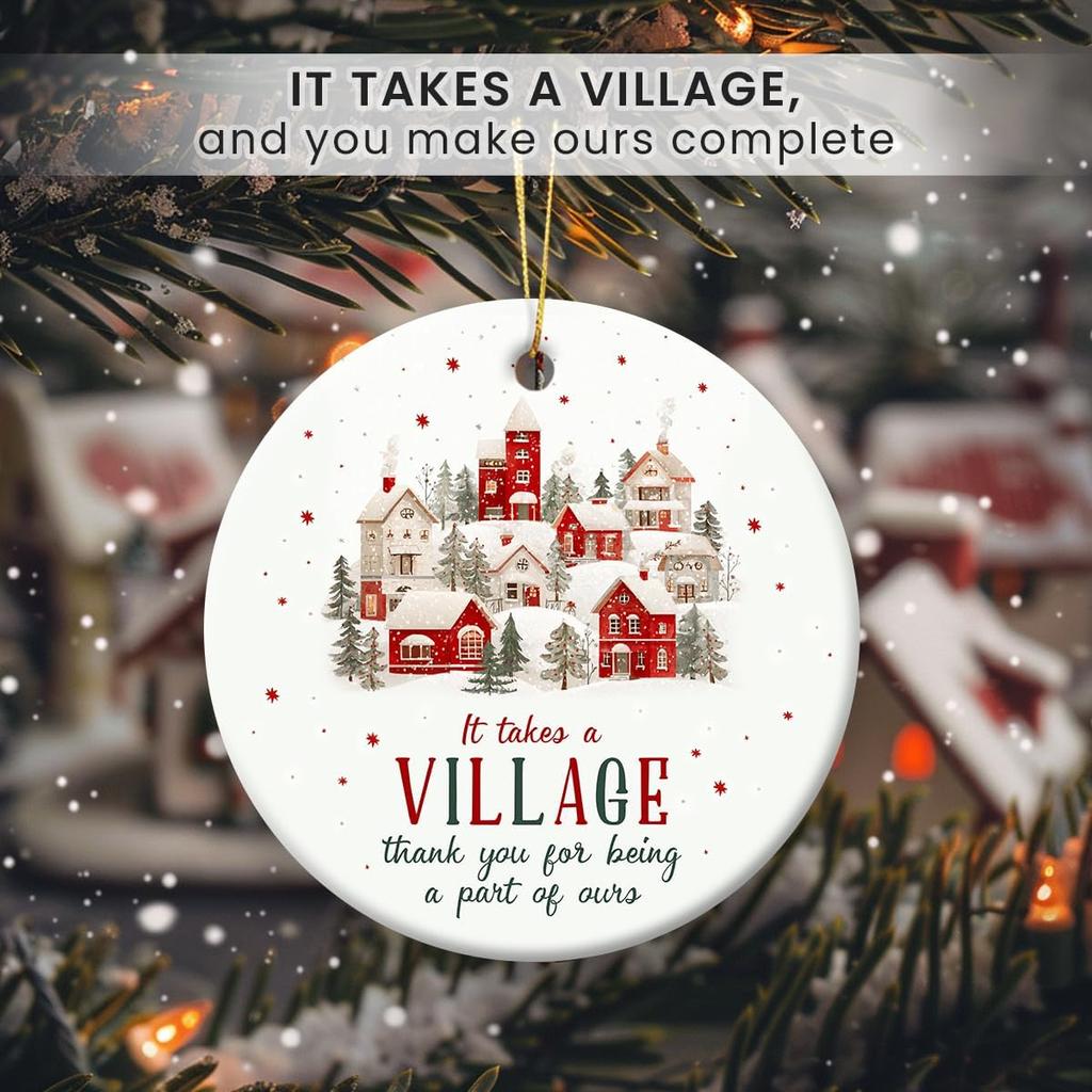 Thank You Ornament 2025 - It Takes A Village Ornament, Unique Xmas Gifts for Coworkers Boss Mentor, Thank You Gifts for Women Men Teachers Coaches