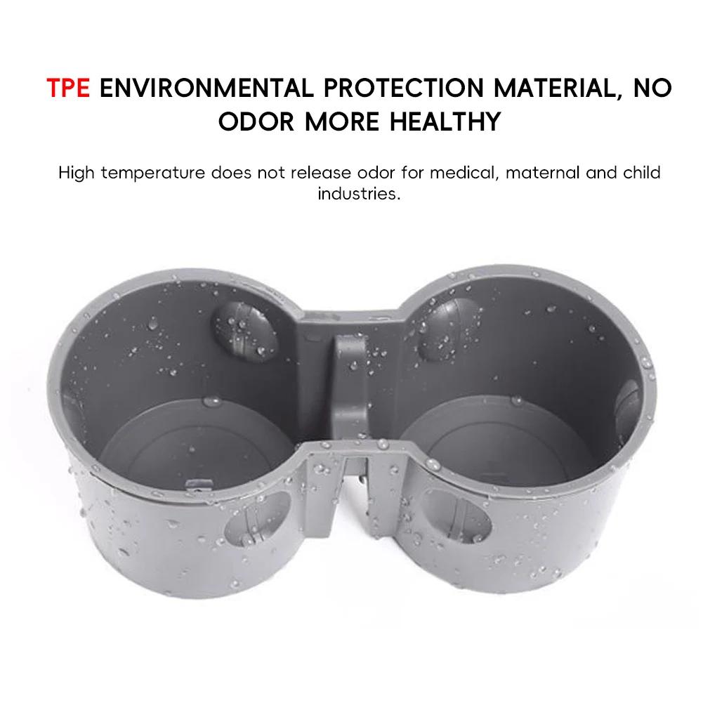 Car Console TPE Water Cup Holder Insert with Car Key Card Slot For Tesla Model Y 2021 2022 2023 2024 Model 3 2017-0223