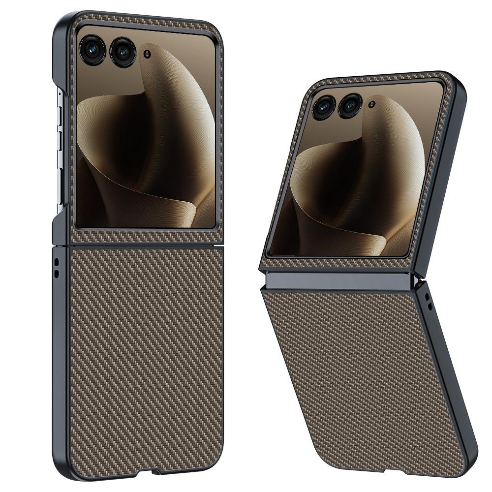 Für Motorola Razr 70 / Razr 70 Ultra Hülle Luxus Fasertextur PU-Leder + Kunststoff Harter Schutz Handyhülle Capa
