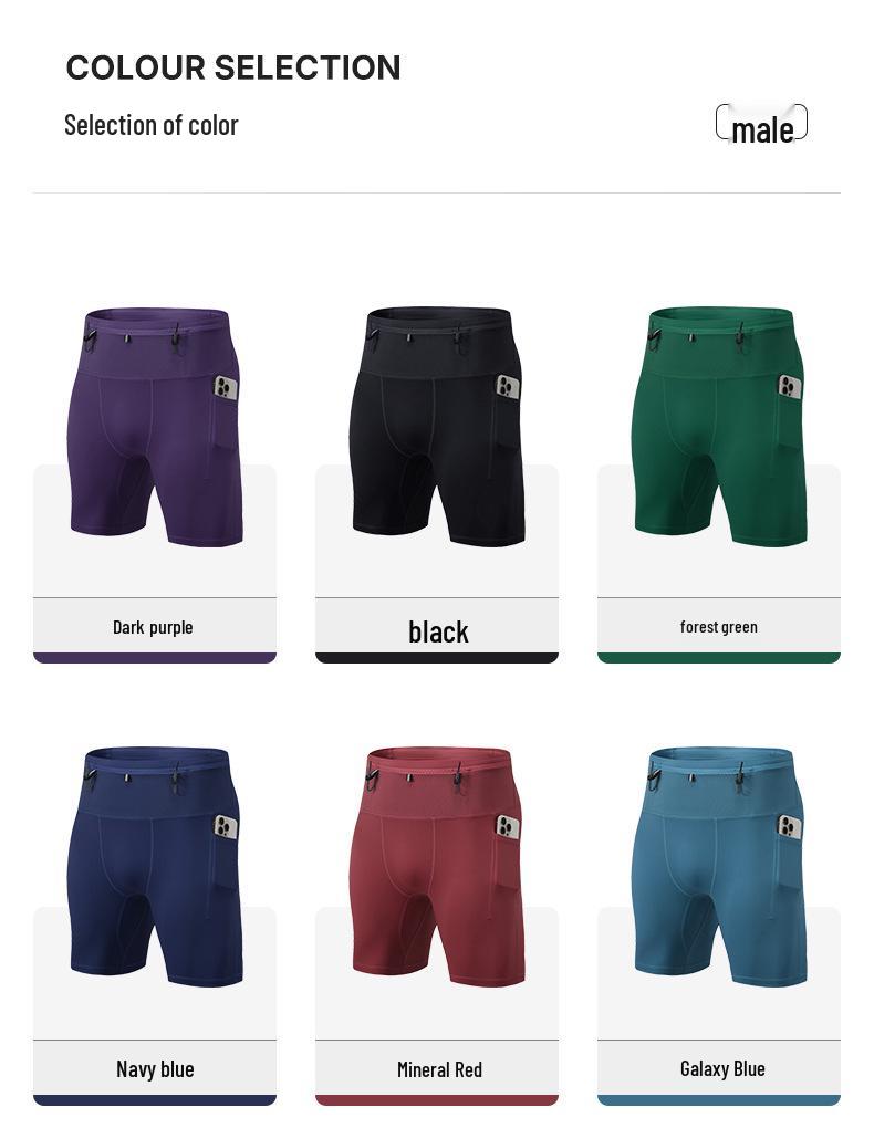 Men's High Elasticity Multi-Pocket Compression Running Shorts