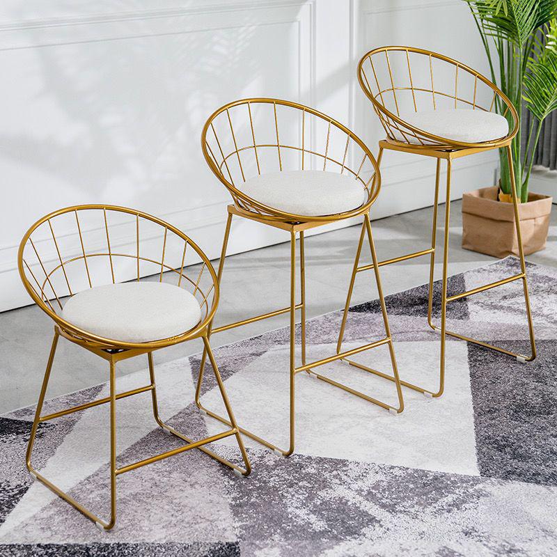 Nordic Iron Art High Back Metal Bar Chair - Stylish and Simple Design.