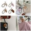 Soft Bear Keychain with Heart and Imitation Pearls Detailing Plush Bag Pendant Accessory Gift for Women and Ladies
