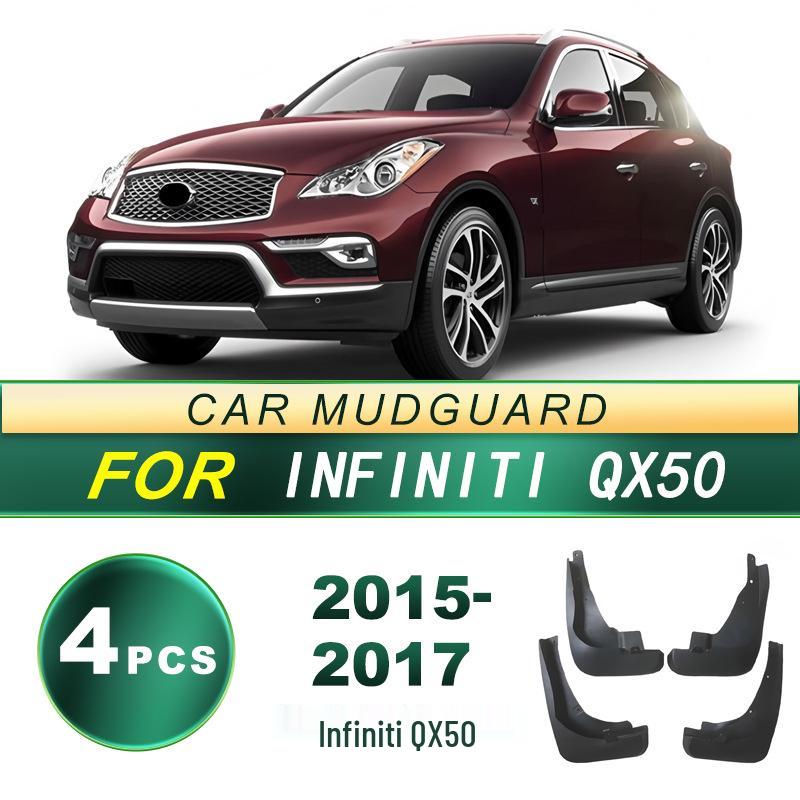 Infiniti QX50 (2015-2017) Tire Mudguards: Soft Rubber, No-Drill Installation.