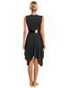 Womens Party Dance Dress V Neck Sleeveless Color Block Patchwork Irregular Hem Performance Outfit
