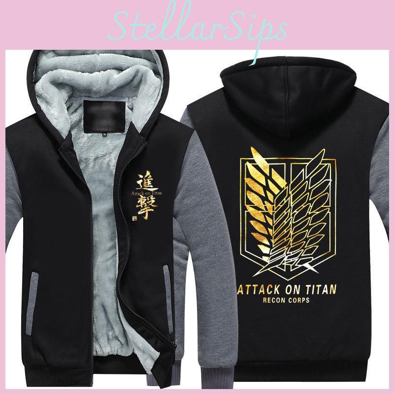 Anime Attack On Titan Winter Zipper Jacket Freedom Wings Hoodie Sweatshirts