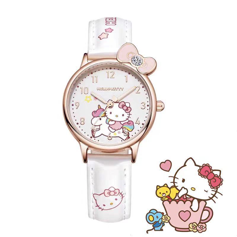 Cinnamoroll & Kuromi Kreative Cartoon Kinder Wasserdichte Quarz-Armbanduhr