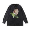 High Street Printed Sweater Ins American Retro Trendy Brand Washed Old Oversize Cotton Long Sleeve T-Shirt Men