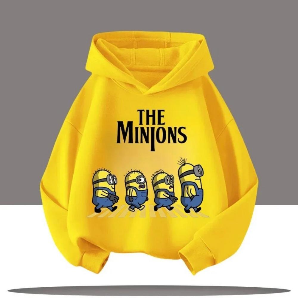 

Children s sweatshirt with cute Minions print for autumn/winter, suitable for boys and girls, loose and comfortable, with a hood 110