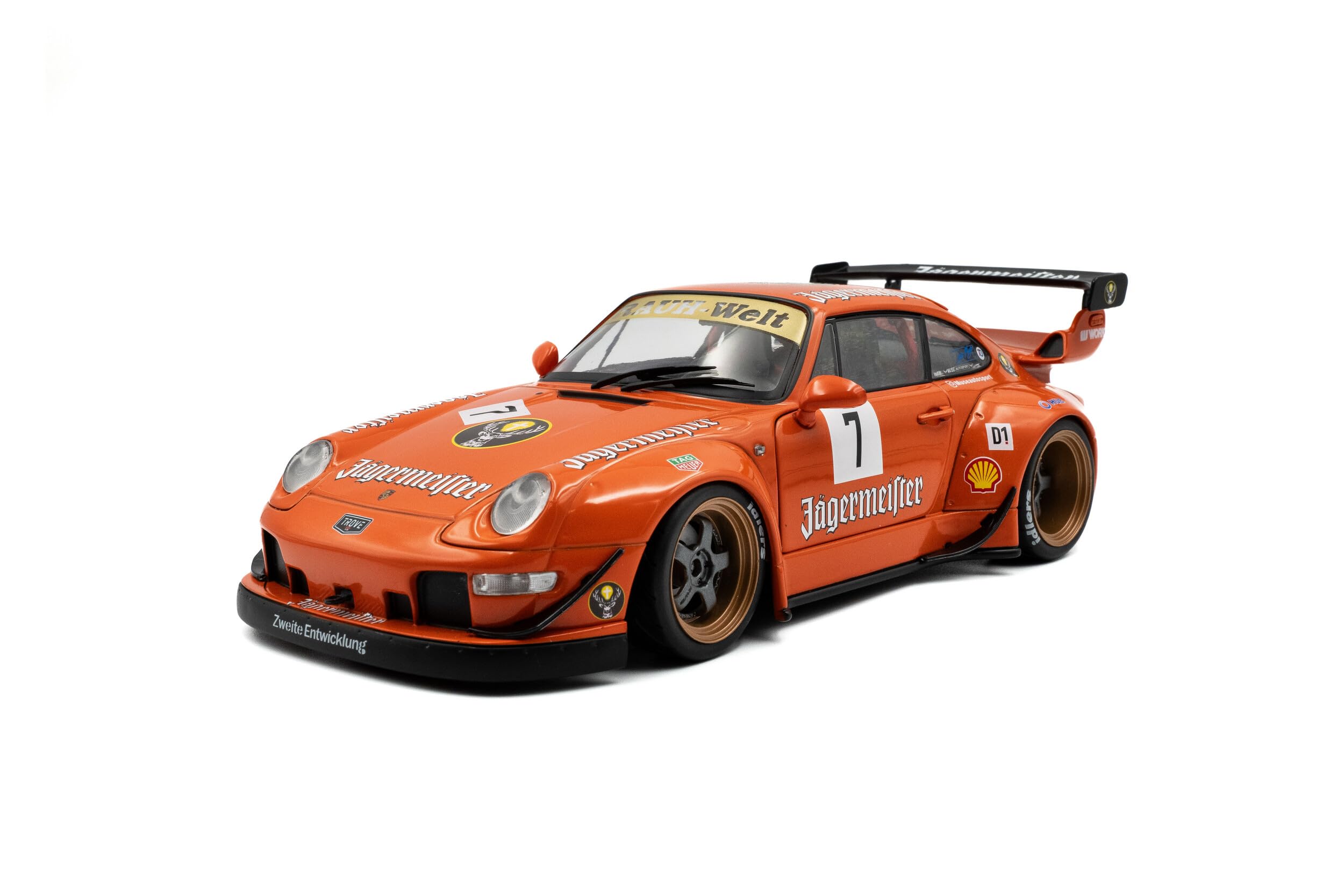 

Solido scale Porsche 911 RWB Orange SOLIDO diecast model car 1/18 Jägermeister Rauh-Welt [Used] оранжевый
