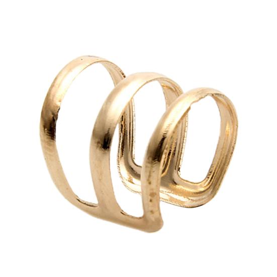 1Pc Ear Clip Cuff Simple Dual Use Women Adjustable 3-ring Hollow Finger Ring for Shopping Travel