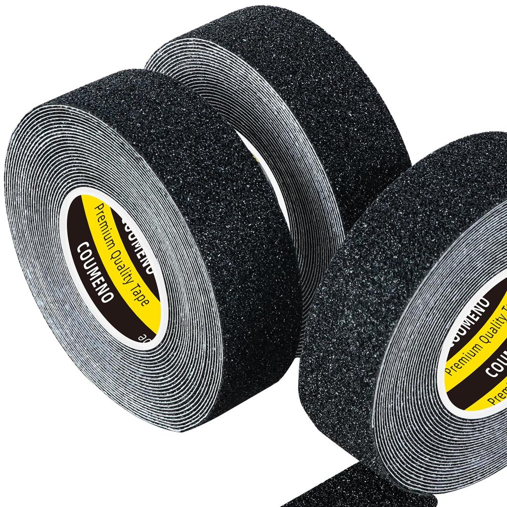 COUMENO Impermeabil și Exterior 5m 25mm Măsură de Siguranță pentru Utilizare Interioară și Exterioară Bandă Anti-Alunecare cu 3 Role, Autoadezivă Scări, Schelă, Pardoseală,