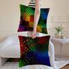 Color Blocking Art Cushion Cover Anti-dustmite Pillowcase Invisible Zipper Silky Short Plush Sofa Cushion Cover