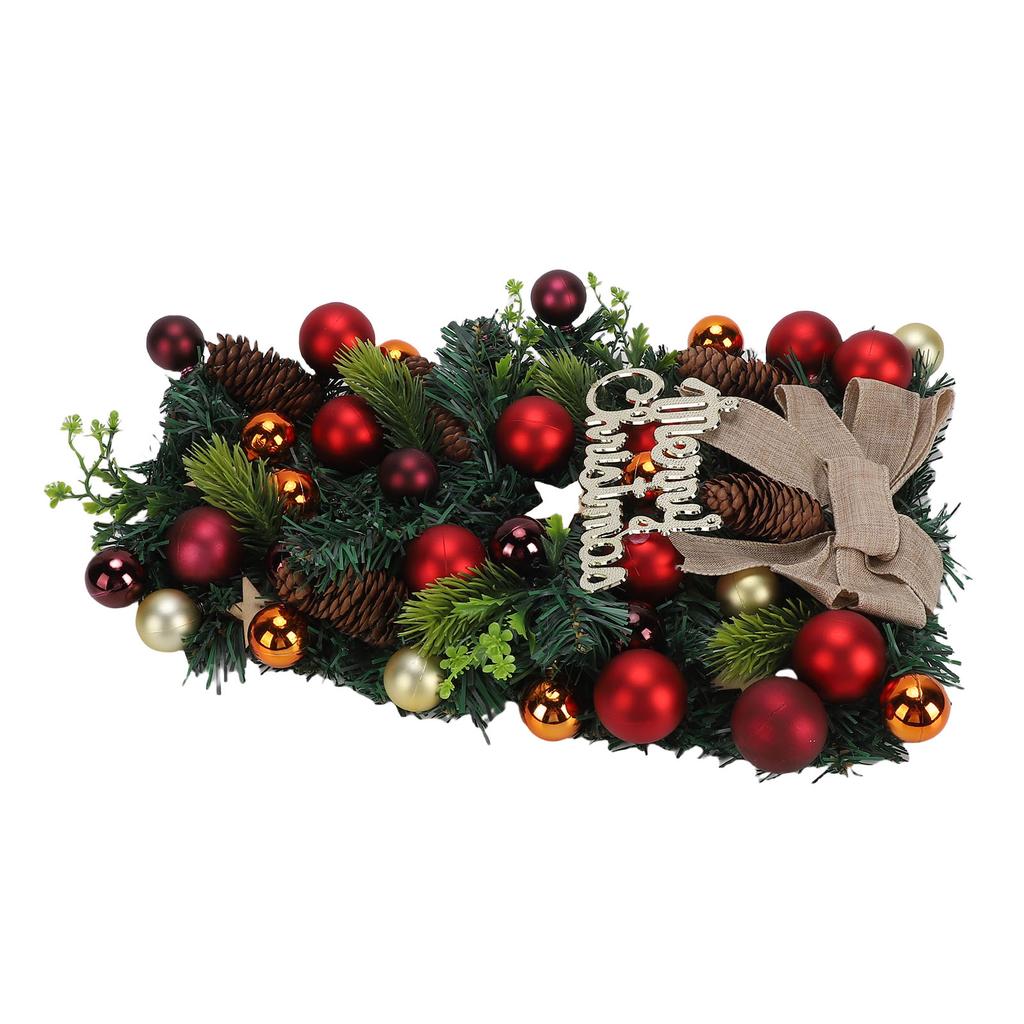 Xmas Swag Creative Artificial Spruce Xmas Teardrop Wreath with Pine Cones Balls Bow for Door Window Display Arrangement