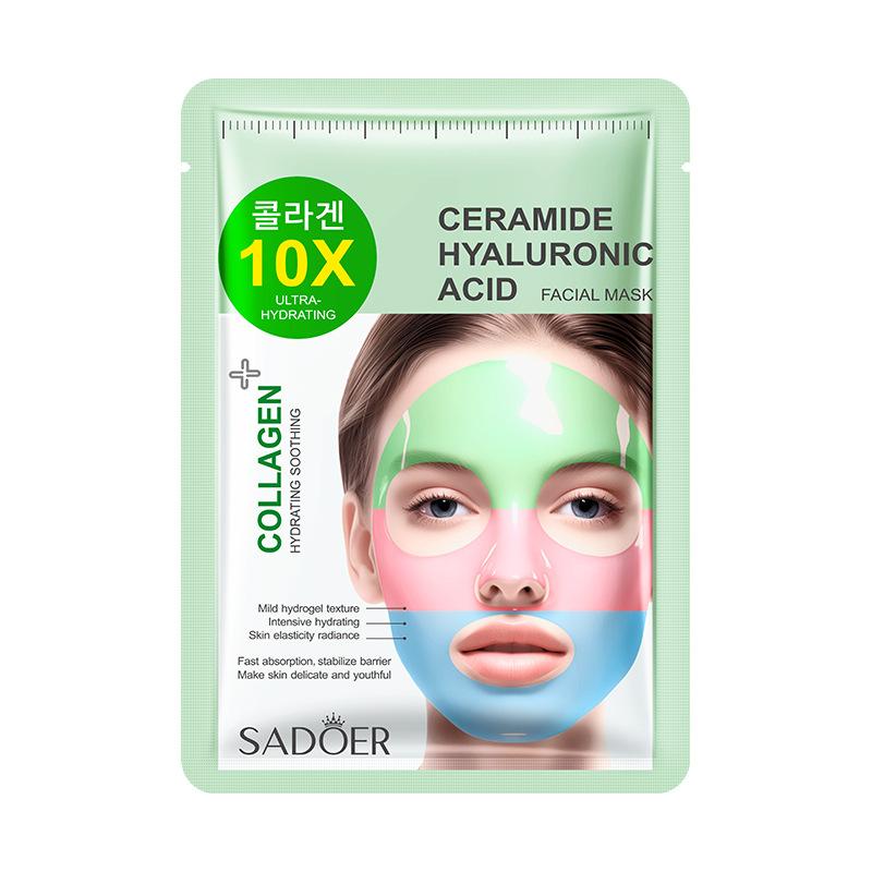 10 pcs Ceramide Hyaluronic Acid Facial Mask Collagen Hydrating Moisturizing Soothing Sheet Mask Skin Care