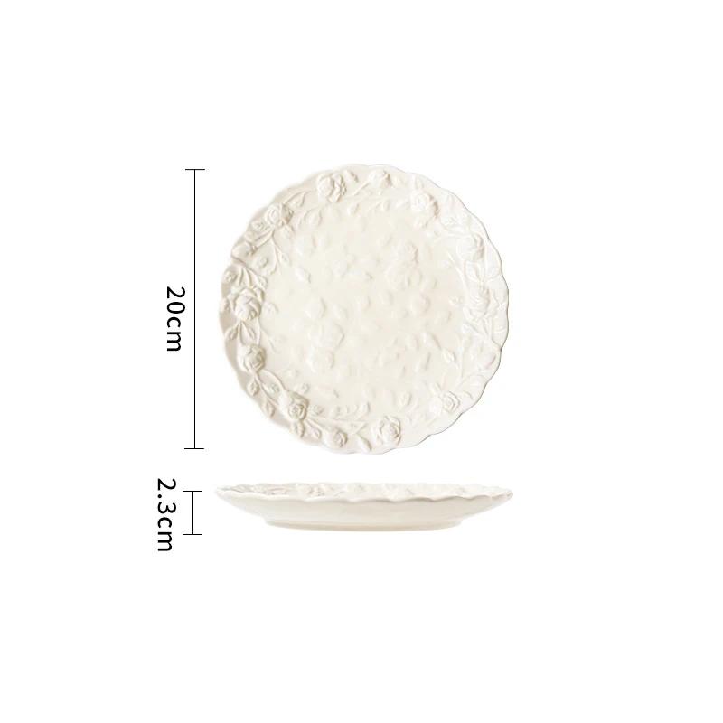 White Floral Relief Classical Ceramic Cup&saucer Dining Table Coffee Mug Milk Mugs Afternoon Tea Teacup Fruit Juice Container