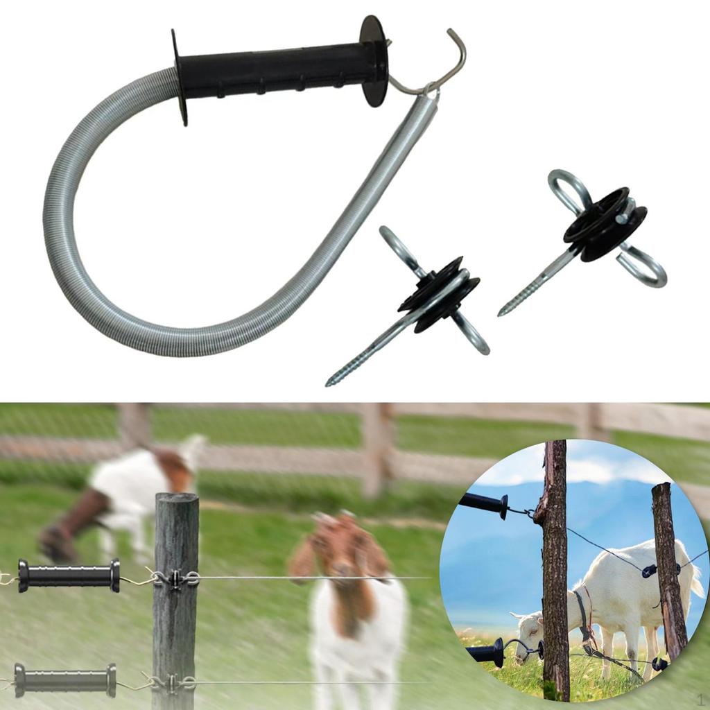 Zestaw Bramki do Ogrodzenia Elektrycznego Akcesoria do Systemu Ogrodzeń Metalowa Rączka ze Sprężyną Zamienna na Rancho