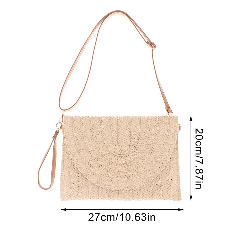 Straw Clutch Handbag Summer Beach Straw Purse For Women Woven Envelope Bag Shoulder Woven Crossbody Bag Beach Bag