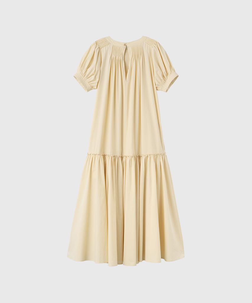 General Idea Puff Sleeve Pintuck Long Dress [Butter] / Gf2Lop520