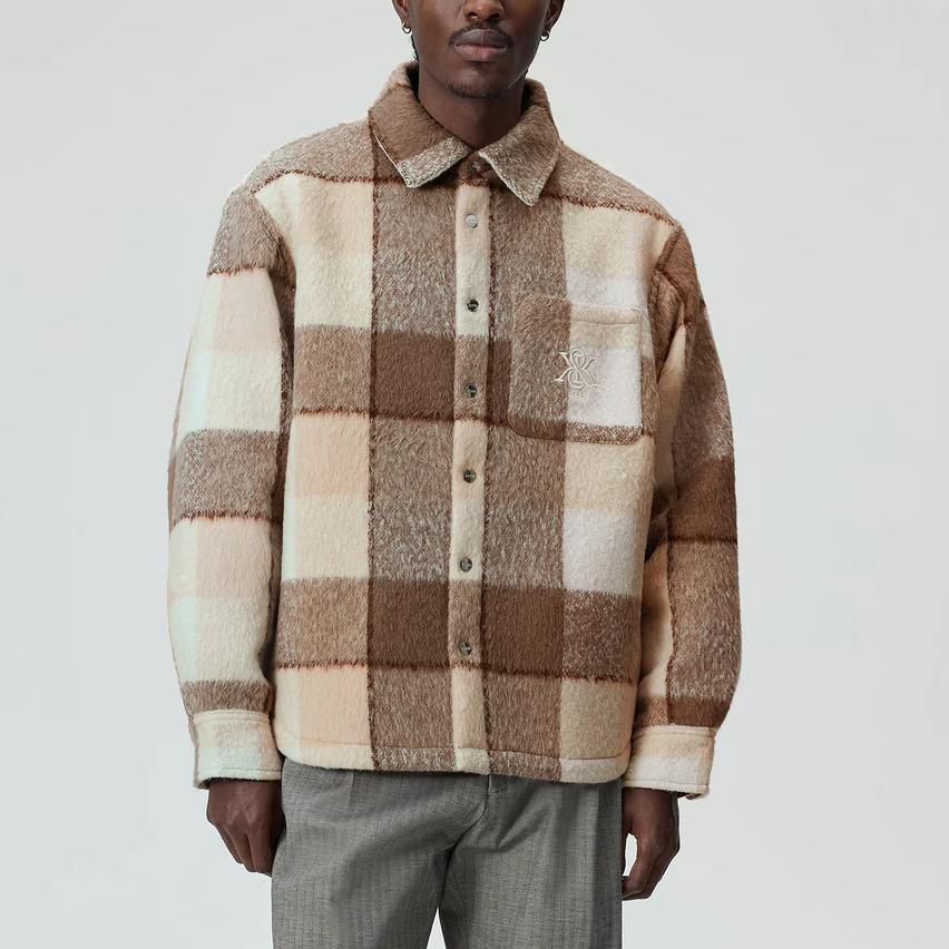 Kith Brushed Plaid Sheridan Shirt Jacket Canvas Men Outerwear Tan KHM011021-210