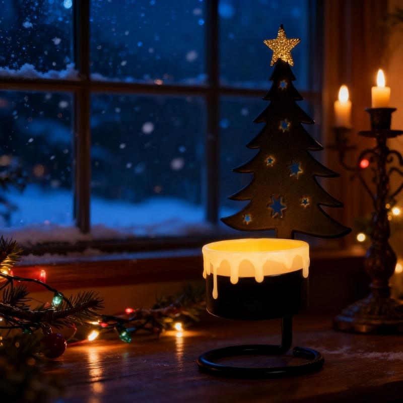 Christmas Tree Tealight Candle Holders,Iron Christmas Candle Holders Decorative Candle Stand for Party Table Centerpeices